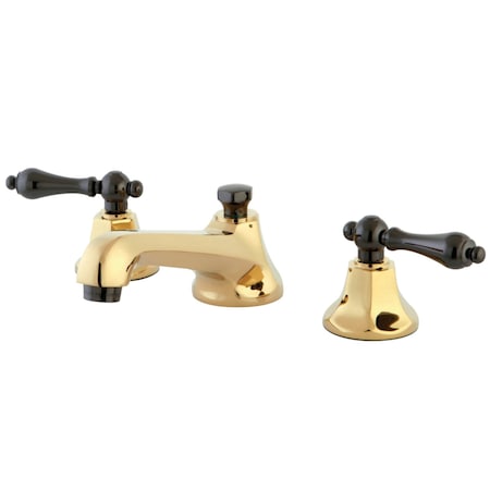 NS4466AL 8 Widespread Bathroom Faucet, Brass/Black Stainless Steel
